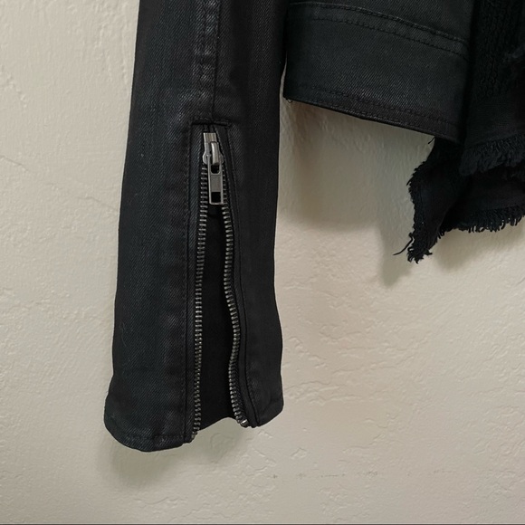 free people Drape Front Coated Moto Jean Jacket in Black Combo - 2 - Picture 12 of 13